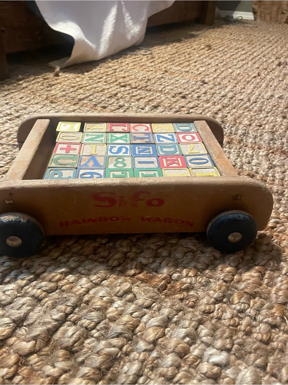 Vintage Wooden Alphabet & Number Wagon - Multicolor Blocks - Picture 2 of 3